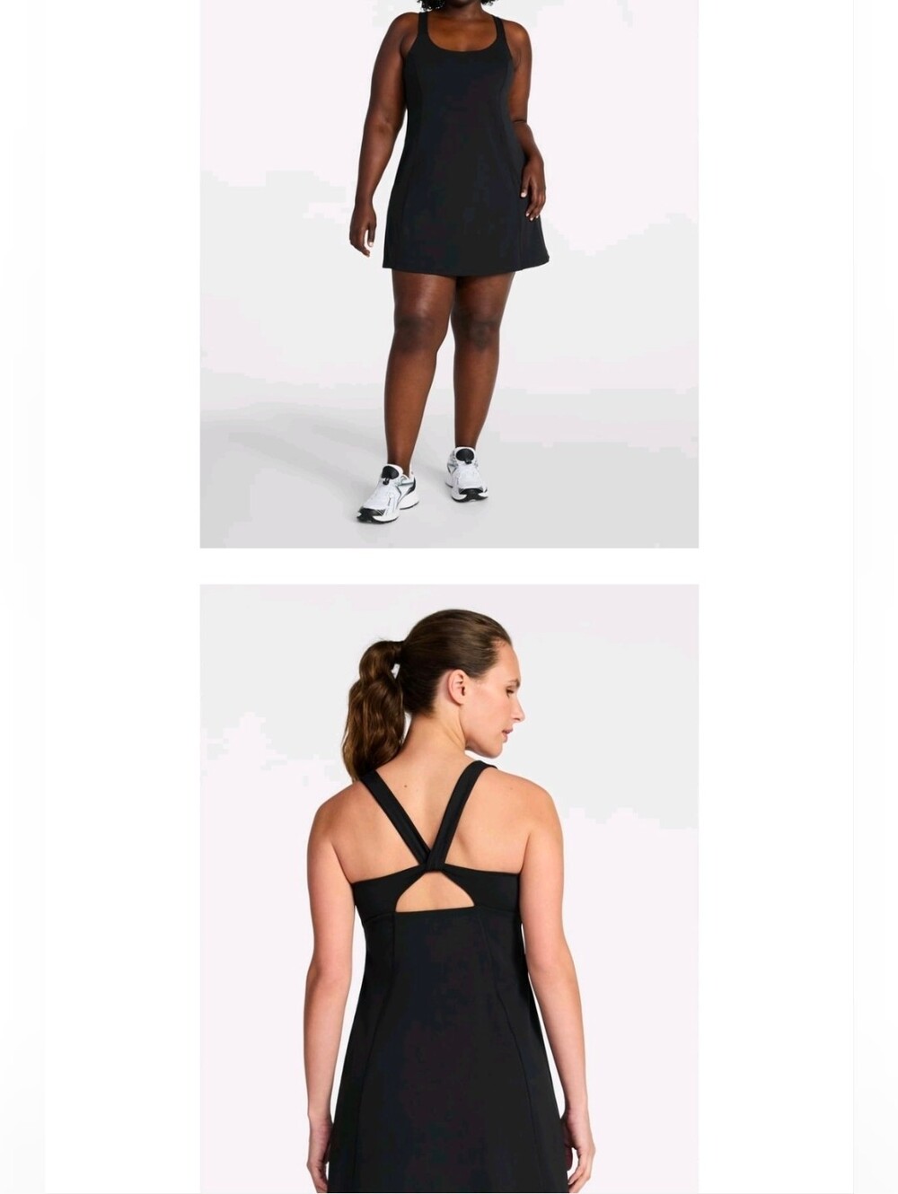Avia Back Twist Dress Black Soot Athletic Active Dress Size L 12-14 NWT